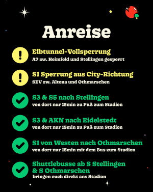 Anreise zum Volksparkstadion mit Bahn und Shuttlebus