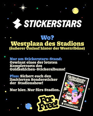 Stickerstars-Stand mit limitiertem Sondersticker im Stadion