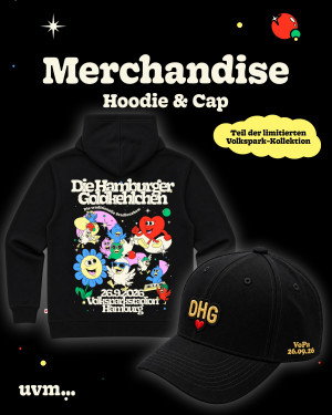Stadionshow-Merchandise: Hoodie und Cap